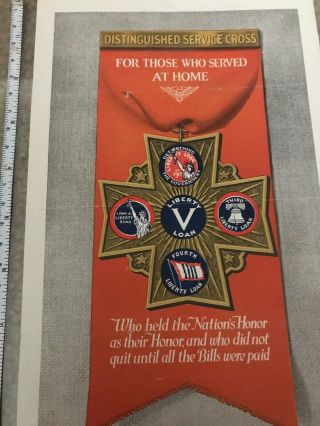 Wwi Distinguishes Service Cross Liberty Loan Window Advertisement Rare