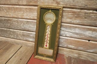 Vintage Rare Wall Thermometer Painted As Clock Old