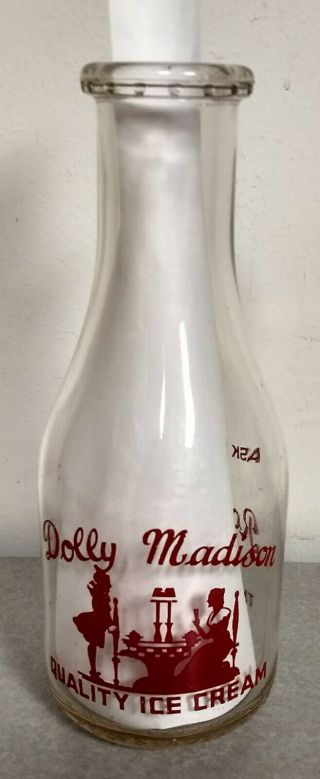 Rare Logo Dolly Madison Quality Ice Cream Quart Glass Milk Bottle Denver Co Vg