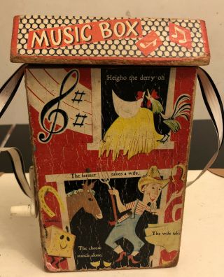 Rare Vintage Fisher Price Music Box Farmer In The Dell