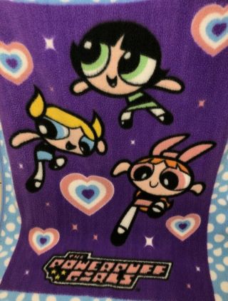 Vintage 2000s Powerpuff Girls Blanket Nostalgic Cartoon Network Rare Size 45x60 2