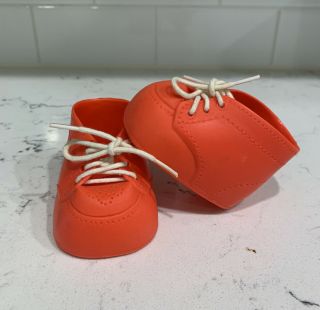 Vintage Doll Red Shoes Lace Up High Top Tie Shoes For Cabbage Patch Kids Rare