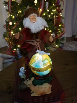 Rare Gemmy Animated Santa Claus Christmas Praying Peace On Earth