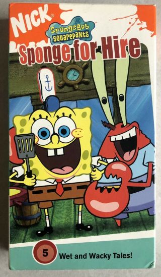 Spongebob Sponge For Hire Rare & Oop Nickelodeon Cartoon Paramount Video Vhs