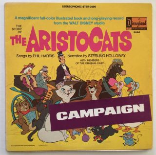 Walt Disney Record The Aristocats Disneyland Ster - 3995 - Rare Campaign Promo