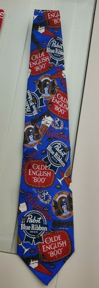 Beer Neck Tie Pabst Blue Ribbon Hamms Olympian Brewing Co Limited Edition Rare