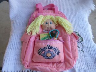 Vintage Cabbage Patch Doll Diaper Bag/backpack Rare With Vinyl Face