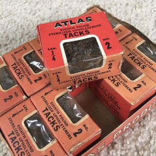 Vintage ATLAS Sterilized Upholstery 1/4” Tacks - 10 Boxes w/ Carton - RARE 3