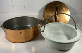 Rare Vintage Dansk Copper Jens Quistgaard Ihq Porcelain Insert Pot Lid