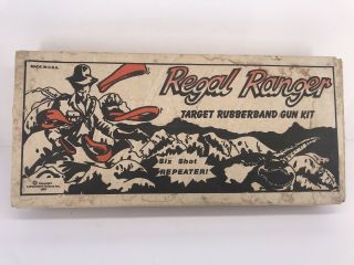 Rare Vintage " Regal Ranger " Target Rubberband Gun Kit 6 - Shot Complete