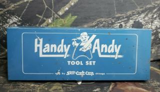 Vtg Handy Andy Tool Set Skil Craft Carp.  Chicago Rare Blue Box