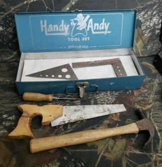 Vtg Handy Andy Tool Set Skil Craft Carp.  Chicago Rare Blue Box 3