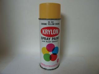 Vintage 1968 Krylon Borden Chrome Yellow Enamel Spray Paint Can Rare