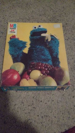 Vintage Rare 1976 Sesame Street Cookie Monster 24 Piece Puzzle 15 " X 12 1/2 "