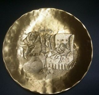 Christmas Santa Plate,  Solid Bronze Handmade,  Wendel August Forge Plate,  Rare