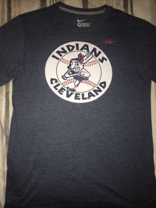 Cleveland Indians Chief Wahoo T Shirt Nike Regular Fit Men’s Medium Blue Rare
