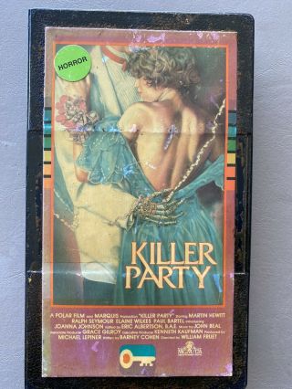 Killer Party Key Entertainment 80’s Vhs Tape Cut Box Horror Movie Rare Priority