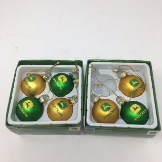 John Deere Glass Ball Ornaments Christmas Collectibles Mini Bulbs - Rare