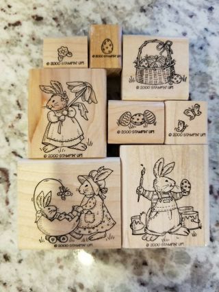 Set Of 8 " Bunny Buddies " Stamps By Stampin Up.  Retired Rare - Easter