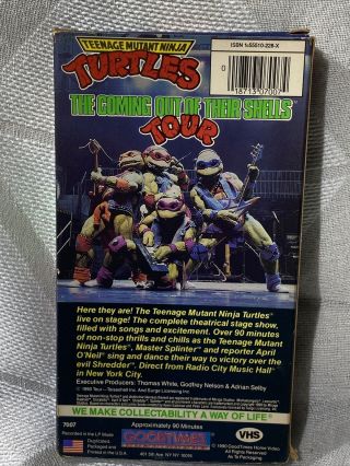 Rare Teenage Mutant Ninja Turtles The Coming Out Of Their Shell Tour VHS 2