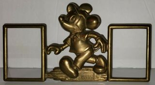 Rare Vintage Brass Mickey Mouse Disney Double Picture Frame