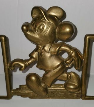Rare Vintage Brass Mickey Mouse Disney Double Picture Frame 3