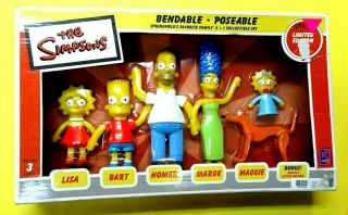 2002 Rare 1st Edition Series 1 Simpsons Set 6 Bendable Poseable Figures Mib Cute