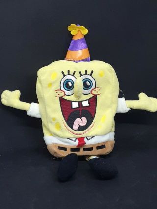 2009 Ty Beanie Babies Spongebob Birthday 8 " Stuffed Bean Bag Plush Retired Rare