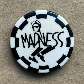 Rare Vintage 1979 Madness Promo Button Pin Uk Badge 2 Tone Ska Band Walt Jabsco