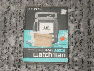 Vintage Sony Mega Watchman Portable Tv Am Fm Radio Fd - 525 White Rare