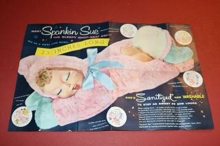 Rare Spankin Sue Sleepy Drop - Seat Doll Store Advertising Poster 11 " X16 "