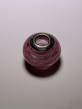 Pandora Pink Swirl Murano Glass Sterling Silver Charm Bead Authentic 790617 Rare