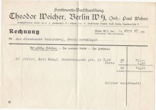 Ww2 German.  Rare.  Receipt For The Ten Books 1937