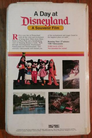 A DAY AT DISNEYLAND A SOUVENIR FILM - VHS WHITE Disney big box Clamshell rare oop 3