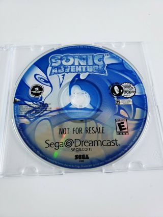 Sonic Adventure 1 Not For Resale Sega Dreamcast Game Only Rare