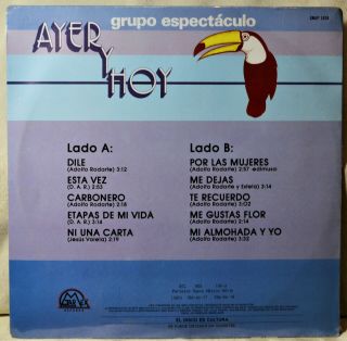 Grupo Espectaculo Ayer y Hoy Latin Spanish RARE LP Vinyl Mexico Mexican 2