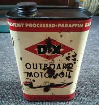 Rare 1950s? D - X Outboard Motor Oil Quart Can.  L@@k