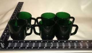 Set Of 6 Emerald Forest Green France Coffee Tea Mugs Cups Rare Antique Vintage