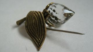 Wonderful Rare Antique Victorian Carved Strawberry Cut Glass Stick Pin Brooch