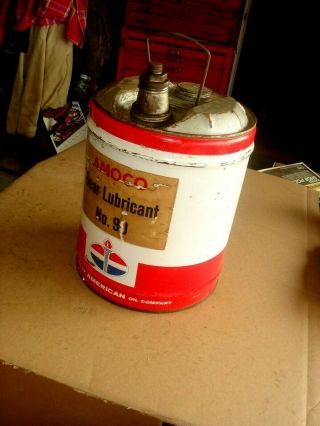 Vintage Rare Advertising Amoco Standard American Oil Gas Metal 5 Gallon Can