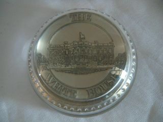 Rare Vintage The White House Chesapeake Pewter Glass Paperweight Usa