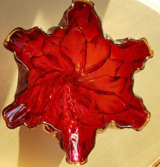 RARE Imperial SUNSET RUBY Acanthus Carnival Ruffled Bowl Compote Candy Dish 2