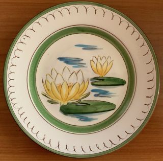 Stangl Pottery Water Lily Luncheon Plate Hand Painted Nj Usa Rare 9.  25 " Signed