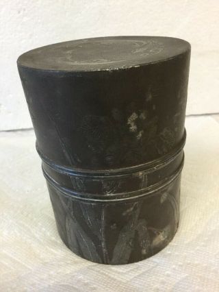 Rare Antique Japan Military Engraved Trench Art Shell Tobacco Humidor Jar