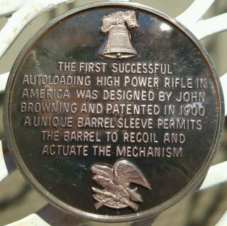 Rare NRA Remington ' 08 Rifle.  999 Silver Medal 4,  000 Minted John Browning Unc ☆ 3