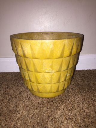 Rare Vintage Mid Century Modern Geometric Fesco Planter Flower Pot Gold A61