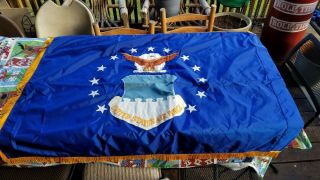 Rare 3 X 4 Ft Us Air Force Flag Usaf Banner Flag Gold Fringe Embroidered Inside
