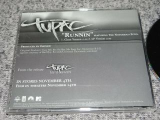TUPAC 2Pac Runnin RARE 2 Tk DJ PROMO CD SINGLE Biggie Notorious BIG Eminem 2003 2