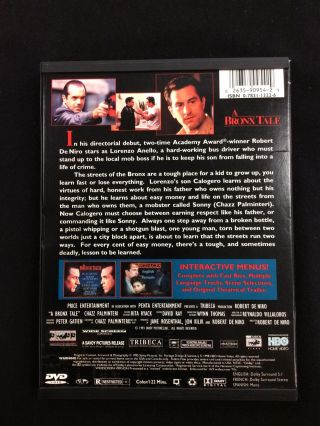 A Bronx Tale [DVD,  1998,  Snapcase] Rare,  OOP Robert DeNiro,  Chazz Palminteri 3