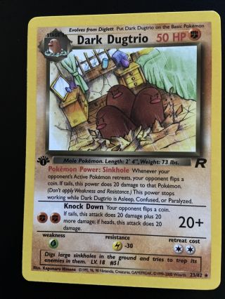 1st Edition Dark Dugtrio 23/82 Team Rocket Non - Holo Pokemon Card Nm/mt